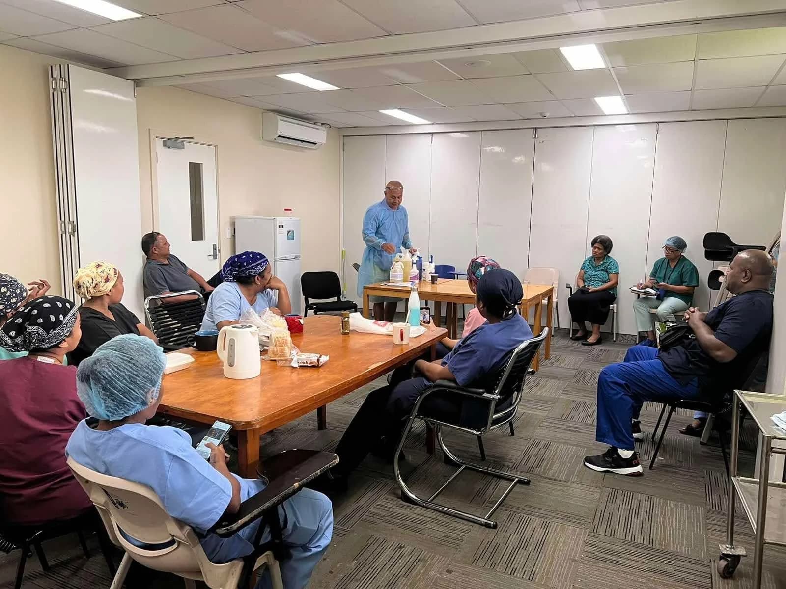 Hospital staff attending an FCL product and hygiene training session