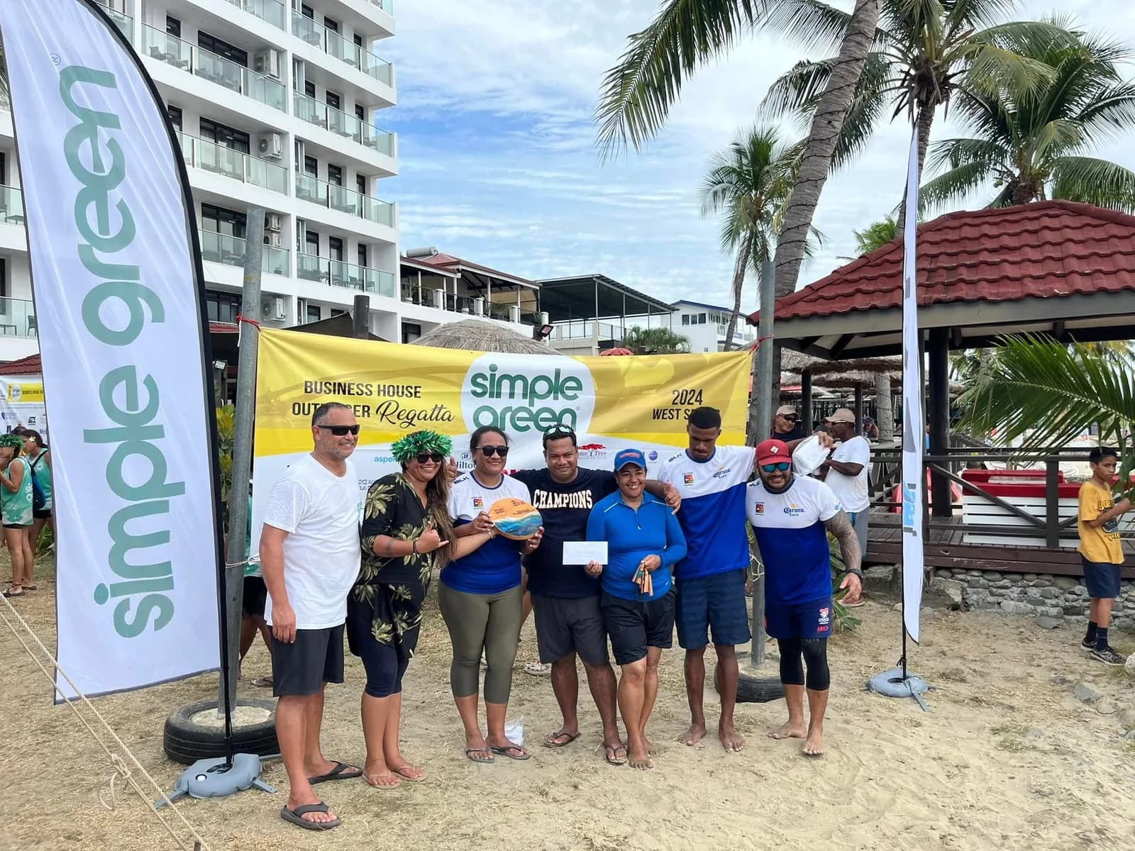 Prize presentation at the 2024 Simple Green business house regatta