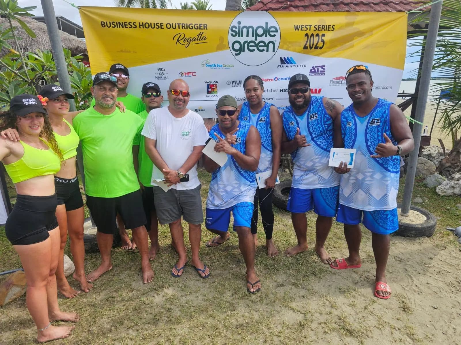Teams gathered for a prize presentation at the 2025 regatta